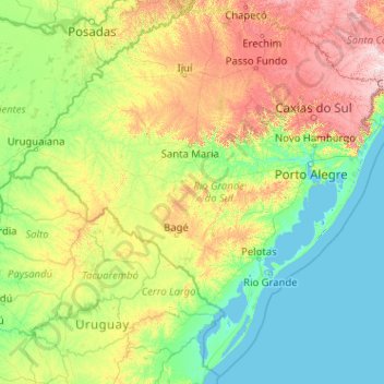 Mapa Topografico Rio Grande Del Sur Altitud Relieve