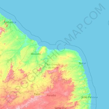 Mapa Topografico Rio Grande Do Norte Altitud Relieve